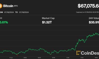 Bitcoin Surpasses $67K as Cryptocurrencies Recover Amid Global IT Outage; Solana’s SOL Leads Altcoins